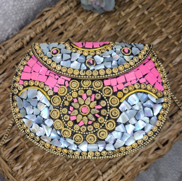 RAMLA | Beverly Hills | Handcrafted Metal Bag w/Mosaic Stones - Picture 1 of 11